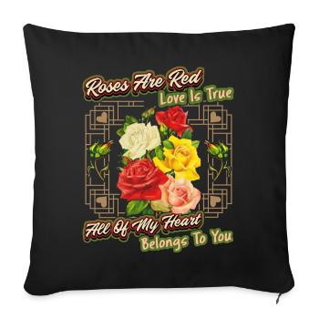 Red Roses, Love, Valentine's Day Saying - Sofa pillowcase 17,3'' x 17,3'' (45 x 45 cm) - black - Front