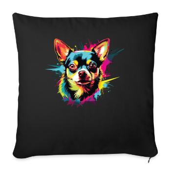 Watercolor Colorful Chihuahua - Sofa pillowcase 17,3'' x 17,3'' (45 x 45 cm) - black - Front