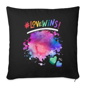 Saying Love Wins! for LGBT, LGBTQ with hearts - Sofa pillowcase 17,3'' x 17,3'' (45 x 45 cm) - black - Front