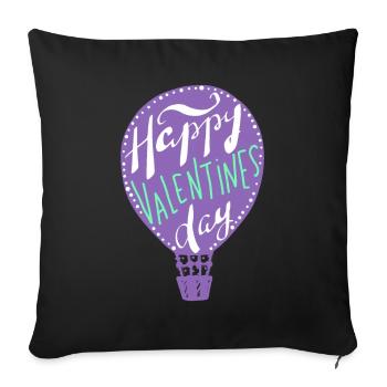 Joyeuse Saint-Valentin, montgolfière, dire - Housse de coussin décorative 45 x 45 cm - noir - Devant