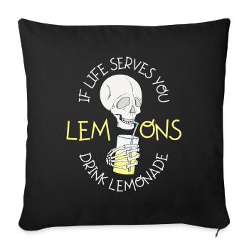 Totenkopf Limonade, Cartoon Stil, lustiger Spruch - Sofakissenbezug 45 x 45 cm - Schwarz - Vorne
