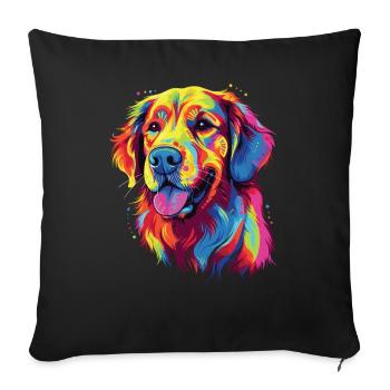 Watercolor Colorful Golden Retriever - Sofa pillowcase 17,3'' x 17,3'' (45 x 45 cm) - black - Front