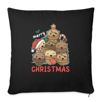 Otter Christmas Tree Merry Christmas - Sofa pillowcase 17,3'' x 17,3'' (45 x 45 cm) - black - Front