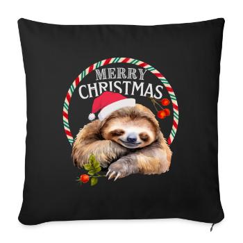 Sloth, Sloth, Merry Christmas - Sofa pillowcase 17,3'' x 17,3'' (45 x 45 cm) - black - Front