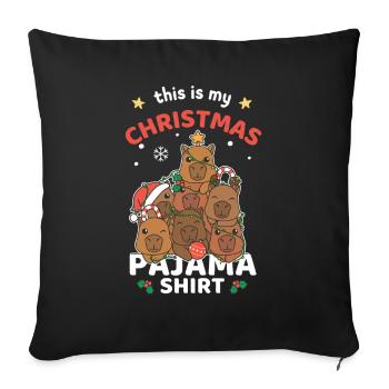 Pyjama de Noël Capybara de Noël - Housse de coussin décorative 45 x 45 cm - noir - Devant