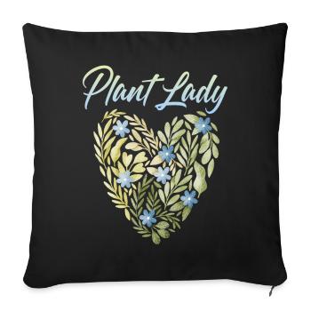 Coeur floral pour les Fans de plantes, Dame de plante - Housse de coussin décorative 45 x 45 cm - noir - Devant