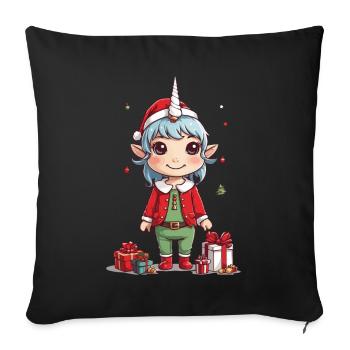 Magical Christmas Unicorn Unicorn for Christmas - Sofa pillowcase 17,3'' x 17,3'' (45 x 45 cm) - black - Front