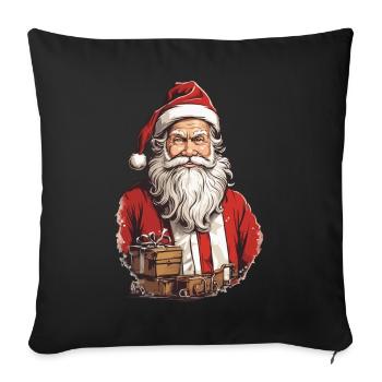 Père Noël rétro Illustration Noël - Housse de coussin décorative 45 x 45 cm - noir - Devant