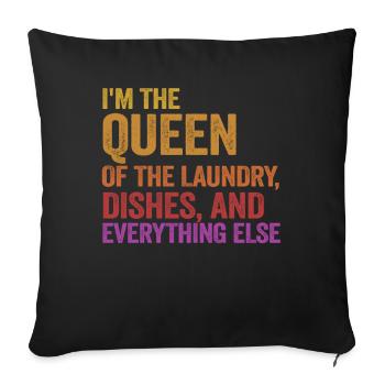 Reine de la lessive, de la vaisselle et de tout le reste - Housse de coussin décorative 45 x 45 cm - noir - Devant