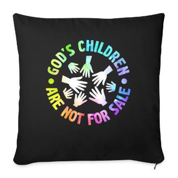 God's Children Are Not For Sale Christian Children - Sofa pillowcase 17,3'' x 17,3'' (45 x 45 cm) - black - Front