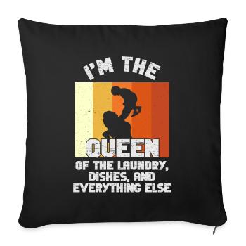 Reine de la lessive, de la vaisselle et de tout le reste - Housse de coussin décorative 45 x 45 cm - noir - Devant