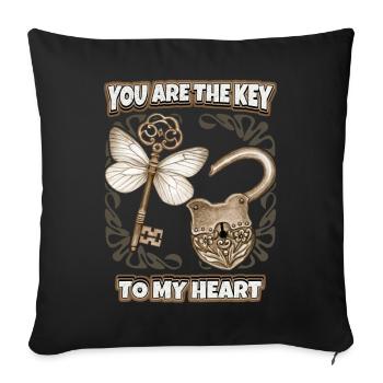 Love Saying, Lock and Key, Valentine's Day - Sofa pillowcase 17,3'' x 17,3'' (45 x 45 cm) - black - Front