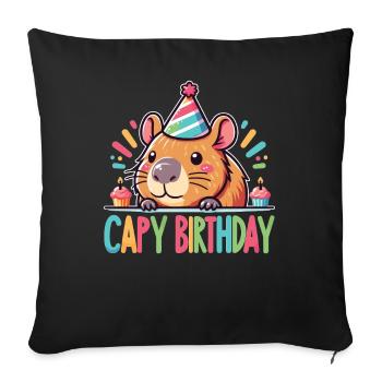 Capybara capy birthday pun Happy Birthday - Sofa pillowcase 17,3'' x 17,3'' (45 x 45 cm) - black - Front