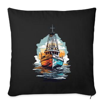 Fishing Boat Aesthetics Fishing and Fishing Boat - Sofa pillowcase 17,3'' x 17,3'' (45 x 45 cm) - black - Front