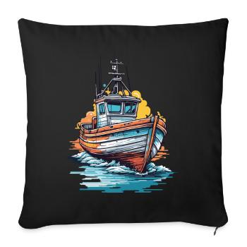 Fisherman Boat Fishing Trip and Adventure Fishing - Sofa pillowcase 17,3'' x 17,3'' (45 x 45 cm) - black - Front