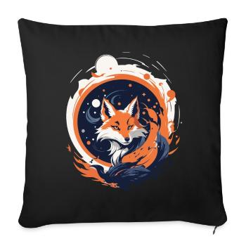 Kitsune Spiritual Elegance Japon Streetwear - Housse de coussin décorative 45 x 45 cm - noir - Devant