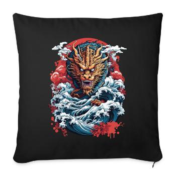 Japanese Ukiyo-E Art Style Dragon Retro Design - Sofa pillowcase 17,3'' x 17,3'' (45 x 45 cm) - black - Front