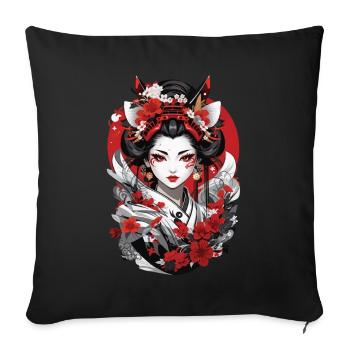 Japon Art Anime Geisha Streetwear Design - Housse de coussin décorative 45 x 45 cm - noir - Devant