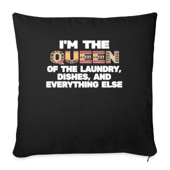 Reine de la lessive, de la vaisselle et de tout le reste - Housse de coussin décorative 45 x 45 cm - noir - Devant