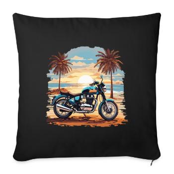 Motorcycle Beach Vintage Trip Biker Design - Sofa pillowcase 17,3'' x 17,3'' (45 x 45 cm) - black - Front