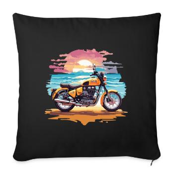 Retro Motorcycle Adventure Motorcyclist Bike - Sofa pillowcase 17,3'' x 17,3'' (45 x 45 cm) - black - Front