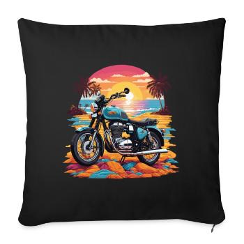 Motorcycle Vintage Biker on the Beach Retro Design - Sofa pillowcase 17,3'' x 17,3'' (45 x 45 cm) - black - Front
