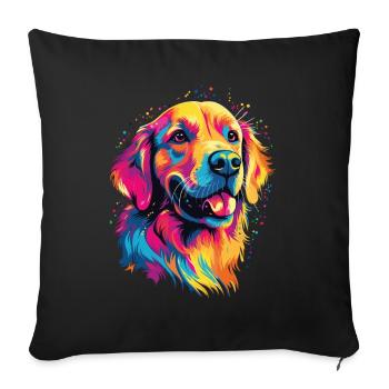 Watercolor Colorful Golden Retriever - Sofa pillowcase 17,3'' x 17,3'' (45 x 45 cm) - black - Front