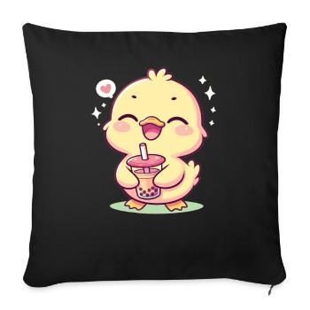 Kawaii Ducks Bubble Tea Boba Duck - Sofa pillowcase 17,3'' x 17,3'' (45 x 45 cm) - black - Front
