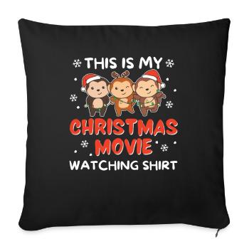 Singe Noël Regarder un film - Housse de coussin décorative 45 x 45 cm - noir - Devant