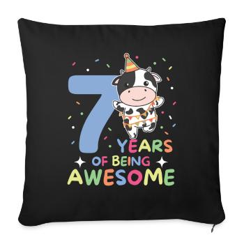 Vache pour les enfants de 7 ans de sept ans - Housse de coussin décorative 45 x 45 cm - noir - Devant