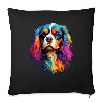Aquarelle colorée Cavalier King Charles - Housse de coussin décorative 45 x 45 cm - noir - Devant