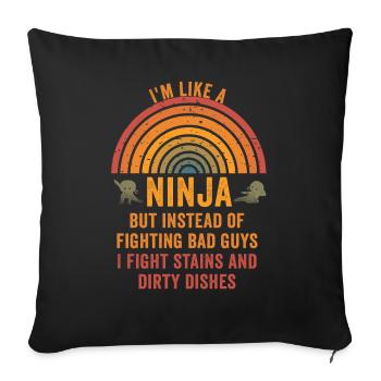 Comme une femme au foyer ninja - Housse de coussin décorative 45 x 45 cm - noir - Devant