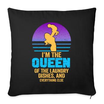 Reine de la lessive, de la vaisselle et de tout le reste - Housse de coussin décorative 45 x 45 cm - noir - Devant