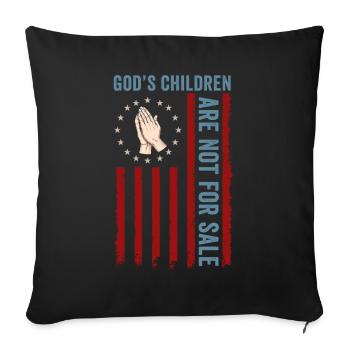 God's Children Are Not For Sale Christian Children - Sofa pillowcase 17,3'' x 17,3'' (45 x 45 cm) - black - Front