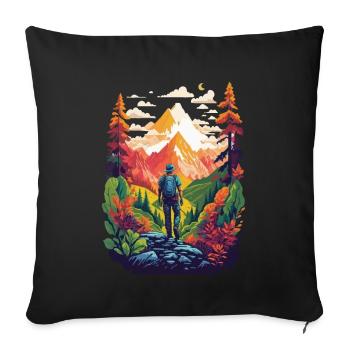 Colourfulness Hiking in nature, mountains and forest - Sofa pillowcase 17,3'' x 17,3'' (45 x 45 cm) - black - Front