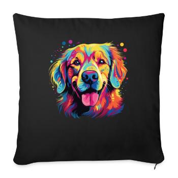Watercolor Colorful Golden Retriever - Sofa pillowcase 17,3'' x 17,3'' (45 x 45 cm) - black - Front