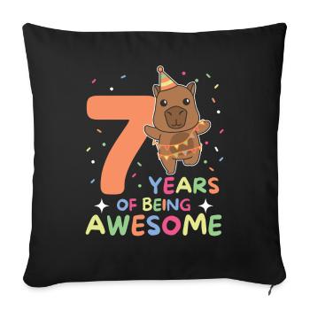 Capybara pour ses 7 ans enfants de sept ans - Housse de coussin décorative 45 x 45 cm - noir - Devant