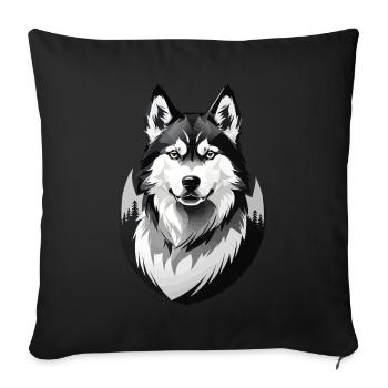 Husky Retro Hundeliebhaber Hund Huskies Hunde - Sofakissenbezug 45 x 45 cm - Schwarz - Vorne