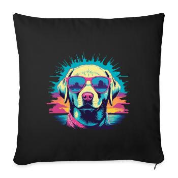 Retro Vaporwave Dog Streetwear Dog Design - Sofa pillowcase 17,3'' x 17,3'' (45 x 45 cm) - black - Front