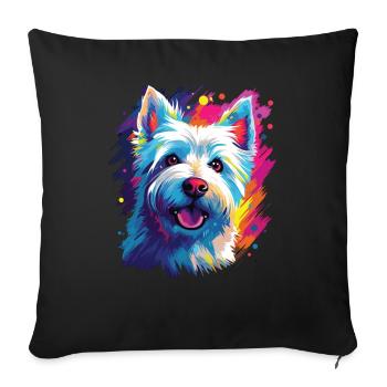 Aquarelle Colorée West Highland Blanc - Housse de coussin décorative 45 x 45 cm - noir - Devant