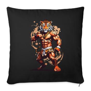 Tiger Spirit Kickboxing and Muay Thai Design - Sofa pillowcase 17,3'' x 17,3'' (45 x 45 cm) - black - Front
