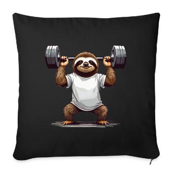 Sloth Bodybuilder Gym Humor Design - Sofa pillowcase 17,3'' x 17,3'' (45 x 45 cm) - black - Front