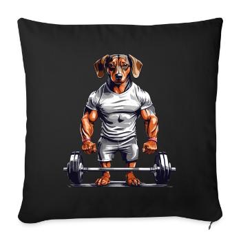 Muscle Dachshund Bodybuilder Dog Love Dog Design - Sofa pillowcase 17,3'' x 17,3'' (45 x 45 cm) - black - Front