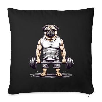 Muscular Pug Gym and Dog Lover - Sofa pillowcase 17,3'' x 17,3'' (45 x 45 cm) - black - Front
