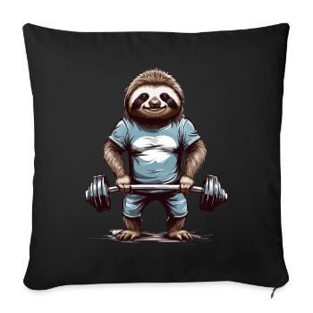Sloth Bodybuilder Gym Humor Design - Sofa pillowcase 17,3'' x 17,3'' (45 x 45 cm) - black - Front