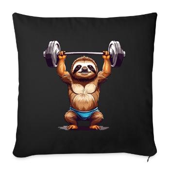 Paresseux Bodybuilder Fitness Fun Design - Housse de coussin décorative 45 x 45 cm - noir - Devant