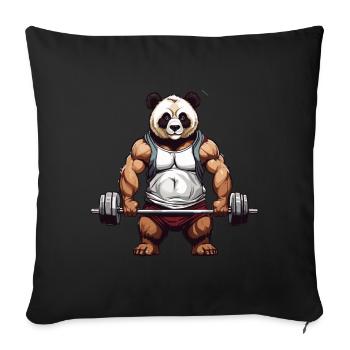 Funny Panda Bear Bodybuilder Fitness Design - Sofa pillowcase 17,3'' x 17,3'' (45 x 45 cm) - black - Front