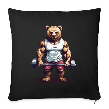 Power Bear Bodybuilding Weight Training Motivation - Sofa pillowcase 17,3'' x 17,3'' (45 x 45 cm) - black - Front