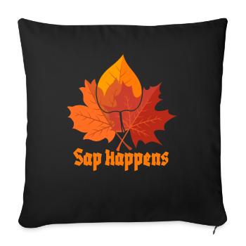 Sirop d’érable arbre tapotement drôle crêpe d’automne - Housse de coussin décorative 45 x 45 cm - noir - Devant