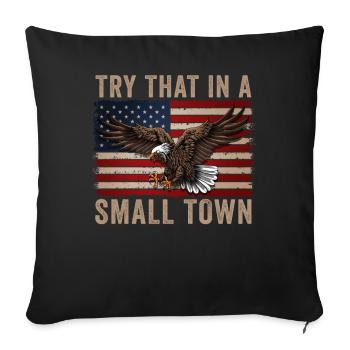 Versuchen Sie das in einer Kleinstadt American Flag Eagle - Sofakissenbezug 45 x 45 cm - Schwarz - Vorne